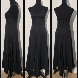 Vintage 1970s Black Halter Disco Dress Junior Flair